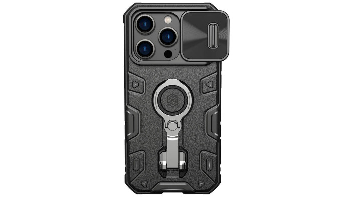 TPU+PC чехол Nillkin CamShield Armor Pro no logo (шторка на камеру) для Apple iPhone 14 Pro Max Черный - фото