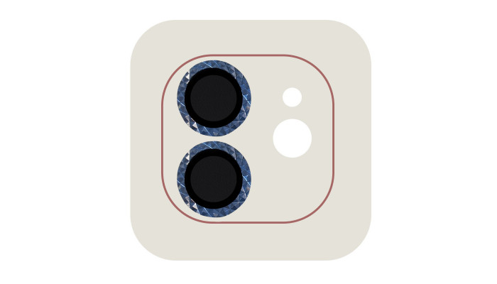 Захисне скло Metal Shine на камеру (в упак.) для Apple iPhone 12 / 12 mini / 11 Синій / Blue - фото