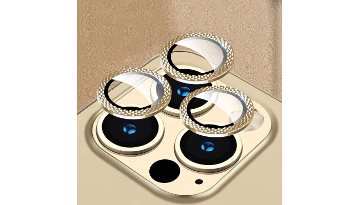 Защитное стекло Metal Shine на камеру (в упак.) для Apple iPhone 12 Pro Max Золотой / Gold - фото