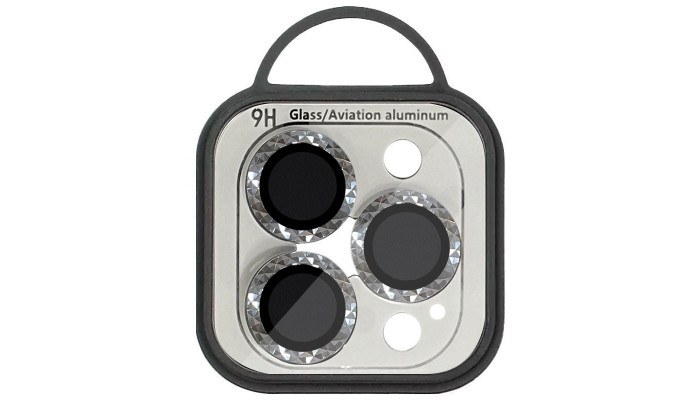 Защитное стекло Metal Shine на камеру (в упак.) для Apple iPhone 13 Pro / 13 Pro Max Серебряный / Silver - фото
