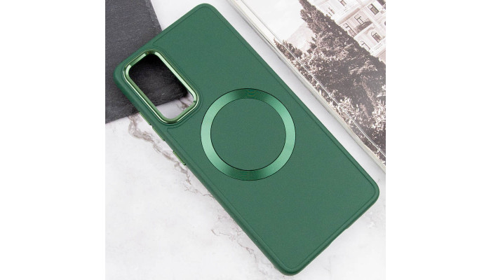 TPU чехол Bonbon Metal Style with MagSafe для Samsung Galaxy S21 FE Зеленый / Army Green - фото