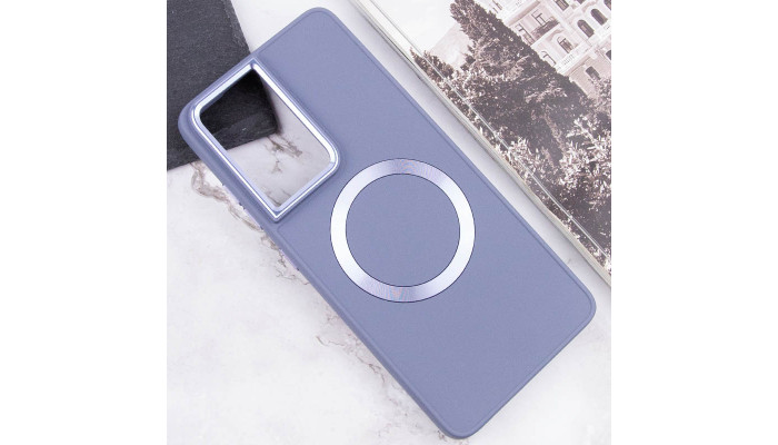 TPU чехол Bonbon Metal Style with MagSafe для Samsung Galaxy S22 Ultra Серый / Lavender - фото