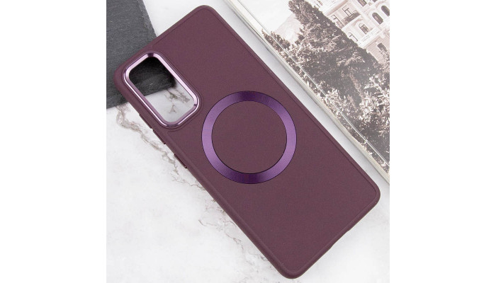 TPU чехол Bonbon Metal Style with MagSafe для Samsung Galaxy S22+ Бордовый / Plum - фото