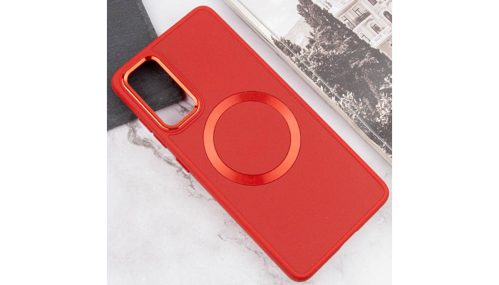 TPU чехол Bonbon Metal Style with MagSafe для Samsung Galaxy S22 Красный / Red - фото