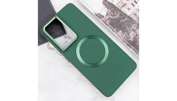 TPU чохол Bonbon Metal Style with MagSafe для Samsung Galaxy S23 Ultra Зелений / Army Green - фото