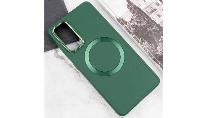 TPU чехол Bonbon Metal Style with MagSafe для Samsung Galaxy S24 Зеленый / Army Green - фото