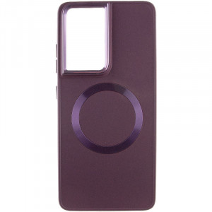 TPU чехол Bonbon Metal Style with MagSafe для Samsung Galaxy S24 Ultra Бордовый / Plum