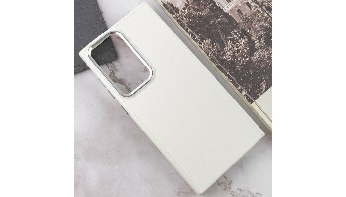 Кожаный чехол Bonbon Leather Metal Style для Samsung Galaxy S22 Ultra Белый / White - фото