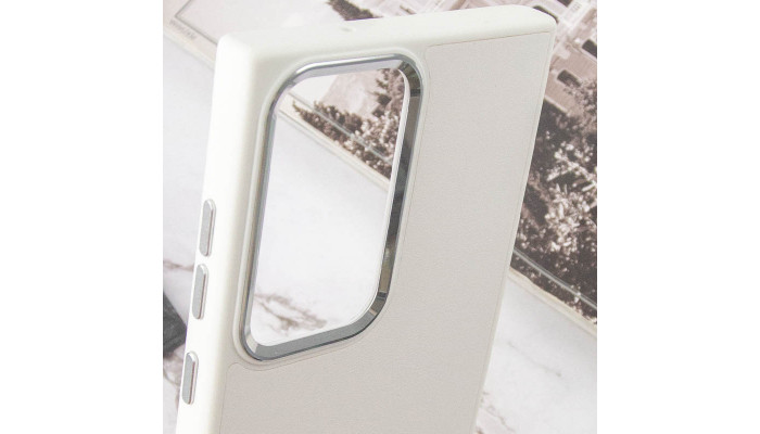 Кожаный чехол Bonbon Leather Metal Style для Samsung Galaxy S23 Ultra Белый / White - фото