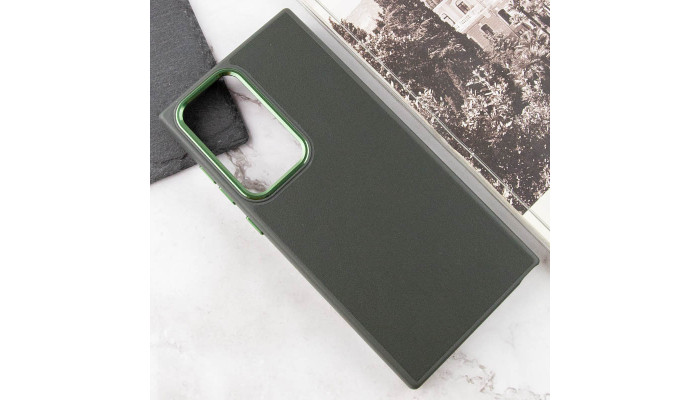 Шкіряний чохол Bonbon Leather Metal Style для Samsung Galaxy S23 Ultra Зелений / Army green - фото