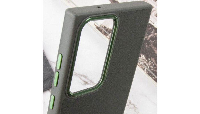 Шкіряний чохол Bonbon Leather Metal Style для Samsung Galaxy S23 Ultra Зелений / Army green - фото