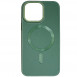 Шкіряний чохол Bonbon Leather Metal Style with MagSafe для Apple iPhone 12 Pro / 12 (6.1") Зелений / Pine green