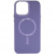 Шкіряний чохол Bonbon Leather Metal Style with MagSafe для Apple iPhone 13 (6.1") Сірий / Lavender
