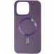 Шкіряний чохол Bonbon Leather Metal Style with MagSafe для Apple iPhone 13 (6.1") Фіолетовий / Dark Purple