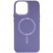 Шкіряний чохол Bonbon Leather Metal Style with MagSafe для Apple iPhone 15 (6.1") Сірий / Lavender