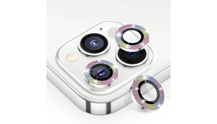Защитное стекло Metal Sparkles на камеру (в упак.) для Apple iPhone 15 Pro (6.1