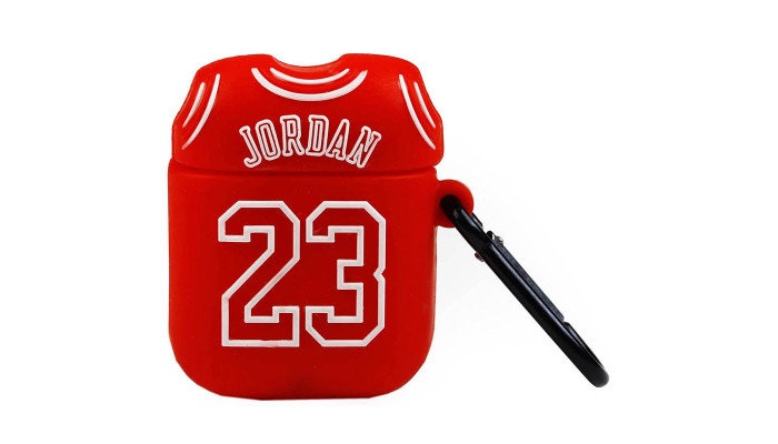 Силиконовый футляр Brand для наушников AirPods 1/2 + карабин Jordan Red - фото