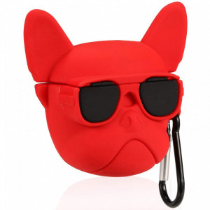 Силиконовый футляр Brand для наушников AirPods 1/2 + карабин Karl Lagerfeld red