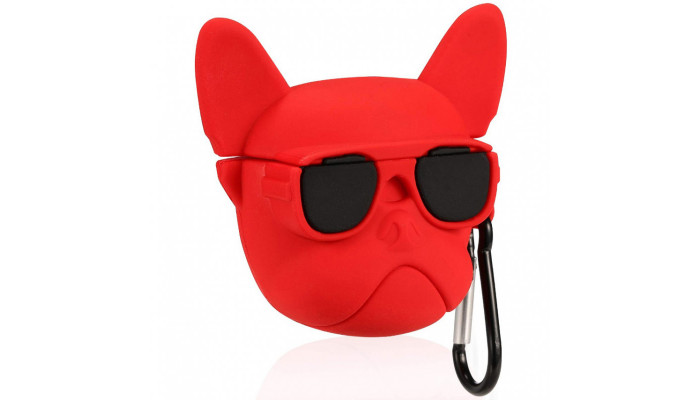 Силиконовый футляр Brand для наушников AirPods 1/2 + карабин Karl Lagerfeld red - фото