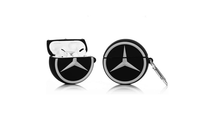 Силиконовый футляр Brand для наушников AirPods Pro + карабин Mercedes - фото