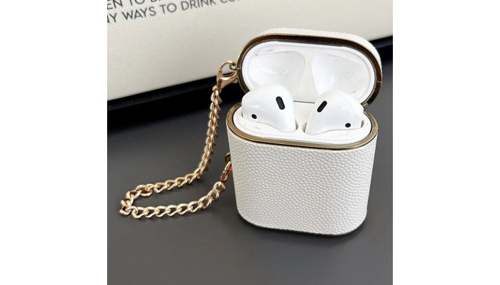 Шкіряний футляр Suitcase для навушників AirPods 1/2 White - фото