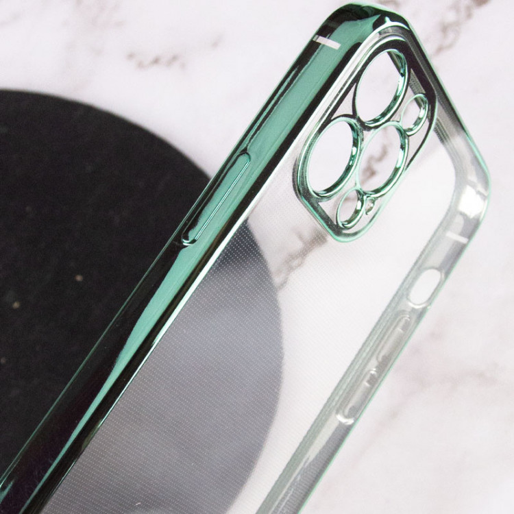 Прозрачный силиконовый чехол глянцевая окантовка Full Camera для Apple iPhone 13 Pro (6.1) (Зеленый) фото