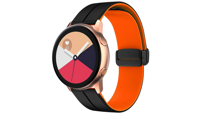 Силиконовый ремешок Classy для Smart Watch 20mm Black / Orange - фото