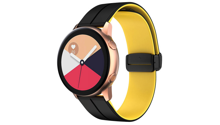 Силиконовый ремешок Classy для Smart Watch 20mm Black / Yellow - фото