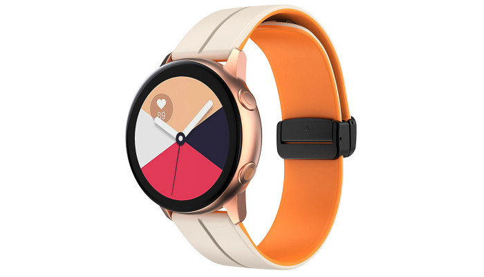 Силиконовый ремешок Classy для Smart Watch 20mm White / Orange - фото