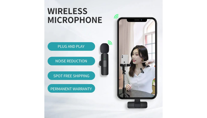 Мікрофон петличний для телефону K9 Bluetooth 3in1 Lightning Black - фото