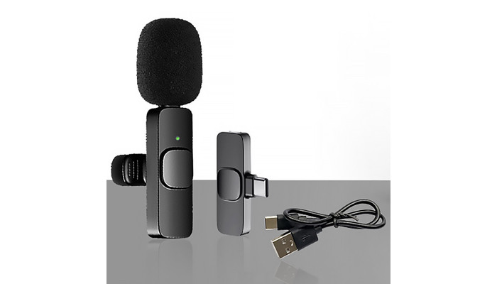 Микрофон петличный для телефона K9 Bluetooth 2in1 USB-C Black - фото
