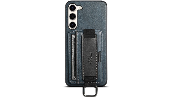 Кожаный чехол Wallet case and straps для Samsung Galaxy A54 5G Синий / Blue - фото