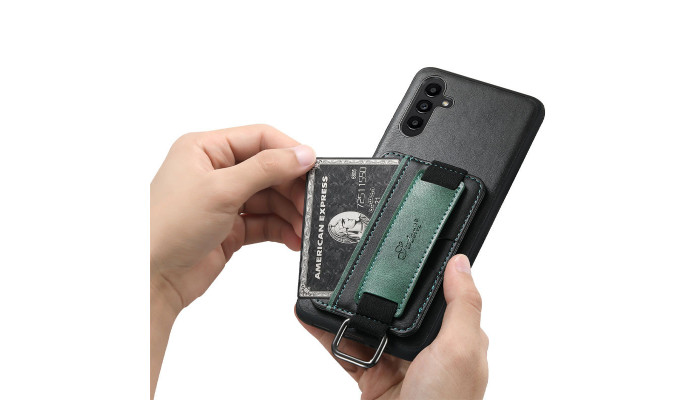 Кожаный чехол Wallet case and straps для Samsung Galaxy A54 5G Черный / Black - фото