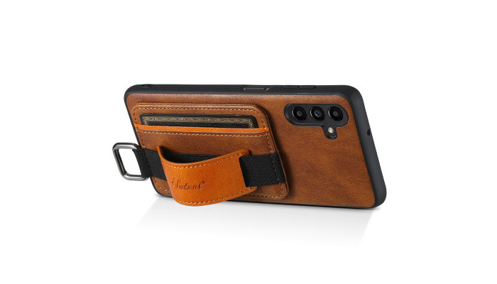 Шкіряний чохол Wallet case and straps для Samsung Galaxy A14 4G/5G Коричневий / Brown - фото