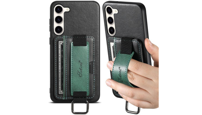 Кожаный чехол Wallet case and straps для Samsung Galaxy A24 4G Черный / Black - фото