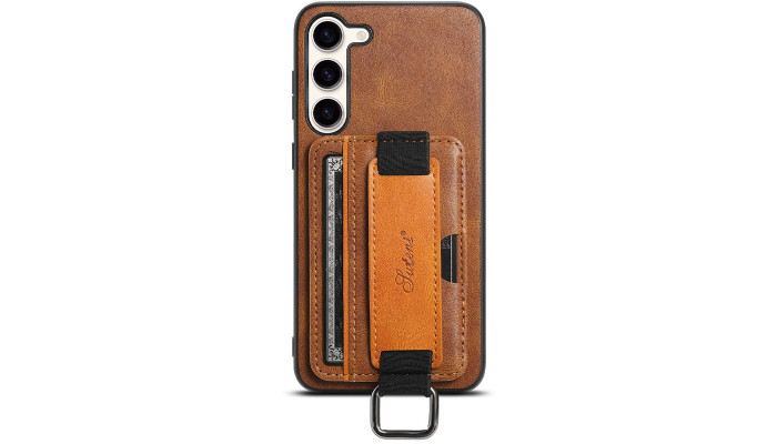 Кожаный чехол Wallet case and straps для Samsung Galaxy S24 Коричневый / Brown - фото