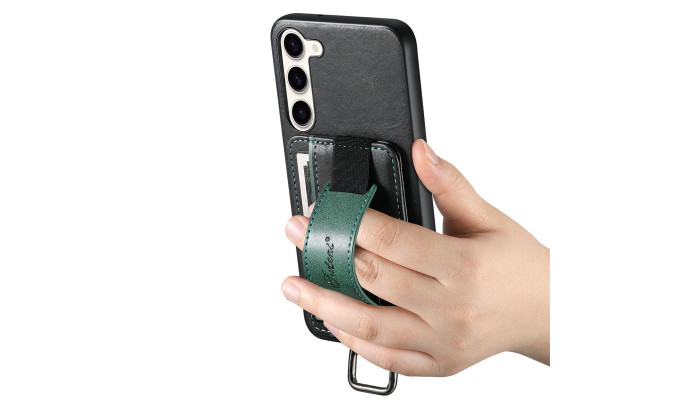 Шкіряний чохол Wallet case and straps для Samsung Galaxy S24 Чорний / Black - фото