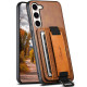 Кожаный чехол Wallet case and straps для Samsung Galaxy S24+ Коричневый / Brown - фото