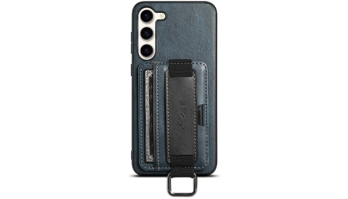 Кожаный чехол Wallet case and straps для Samsung Galaxy S24+ Синий / Blue - фото