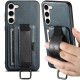 Кожаный чехол Wallet case and straps для Samsung Galaxy S24+ Синий / Blue - фото