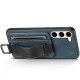 Кожаный чехол Wallet case and straps для Samsung Galaxy S24+ Синий / Blue - фото