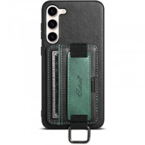 Кожаный чехол Wallet case and straps для Samsung Galaxy S24+ Черный / Black