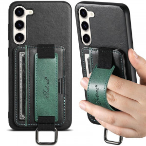 Кожаный чехол Wallet case and straps для Samsung Galaxy S24+ Черный / Black