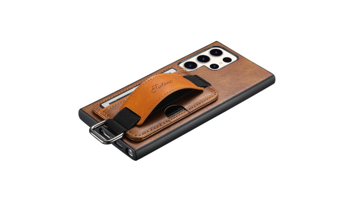 Шкіряний чохол Wallet case and straps для Samsung Galaxy S24 Ultra Коричневий / Brown - фото