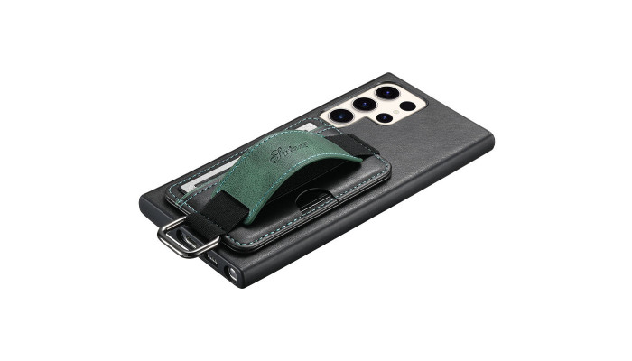 Кожаный чехол Wallet case and straps для Samsung Galaxy S24 Ultra Черный / Black - фото