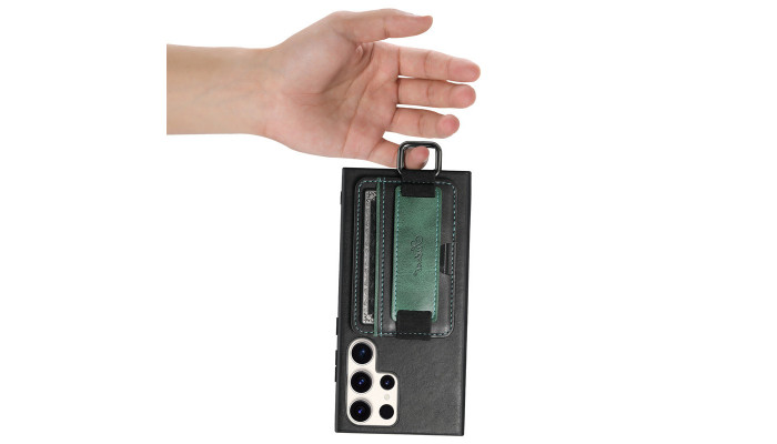 Шкіряний чохол Wallet case and straps для Samsung Galaxy S24 Ultra Чорний / Black - фото