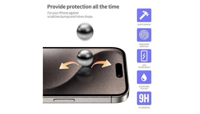 Защитное 3D стекло Blueo Hot Bending для Apple iPhone 15 Pro (6.1