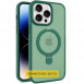 TPU+PC чохол Metal Buttons with MagSafe Colorful HQ Ring для Apple iPhone 16 (6.1") Green