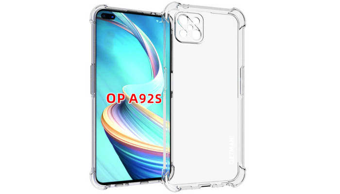 TPU чохол GETMAN Ease logo посилені кути Full Camera для Oppo A92s Безбарвний (прозорий) - фото