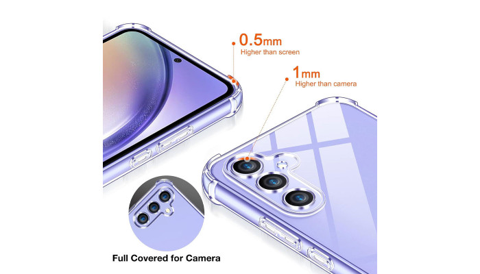 TPU чехол GETMAN Ease logo усиленные углы Full Camera для Samsung Galaxy A54 5G Бесцветный (прозрачный) - фото